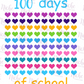 -1051 100 Days of Hearts School Decal