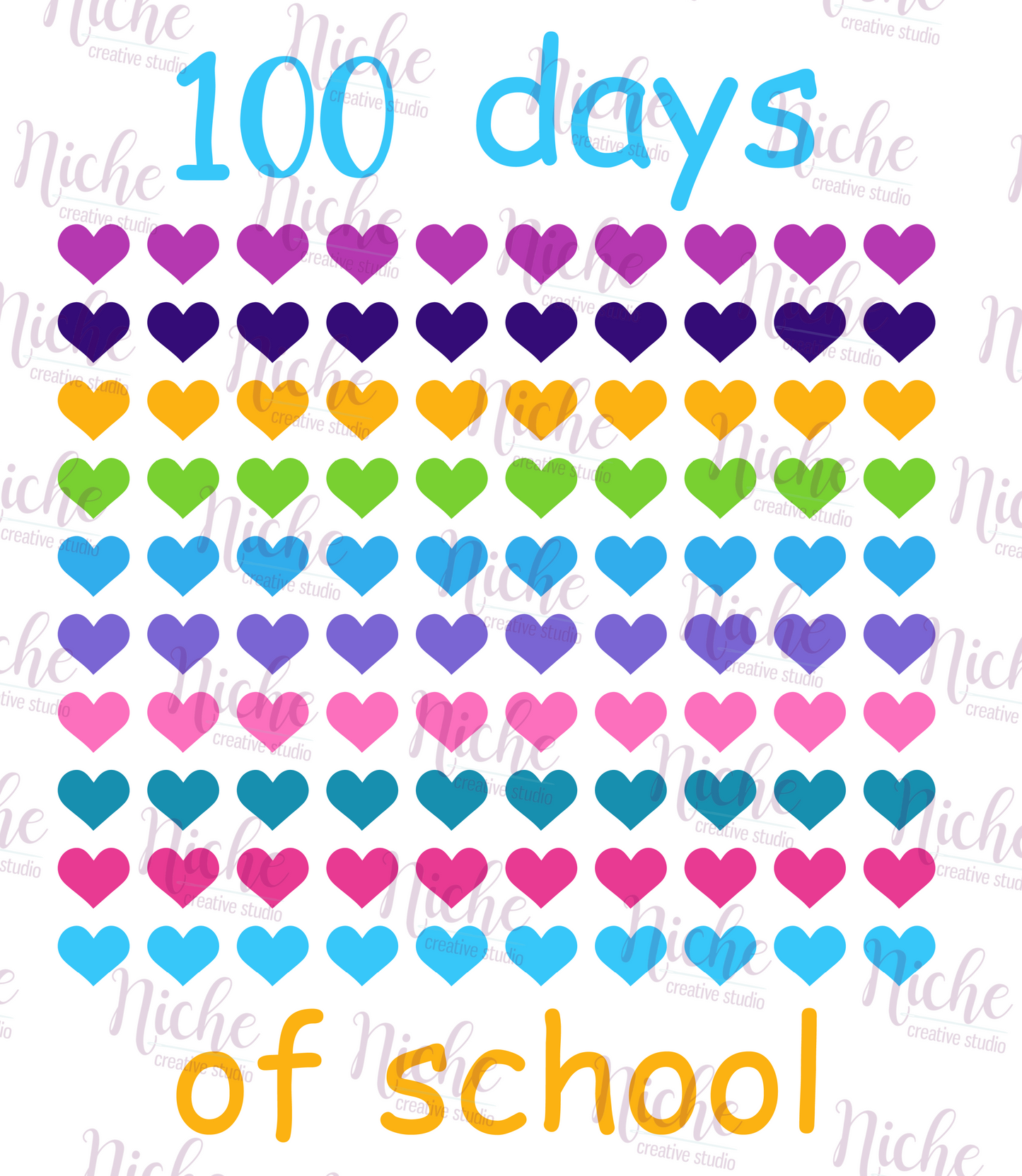 -1051 100 Days of Hearts School Decal