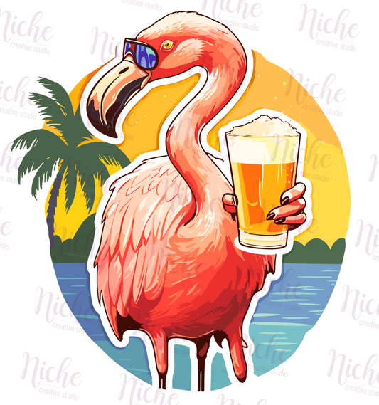 -ANI1475 Drinking Flamingo Decal