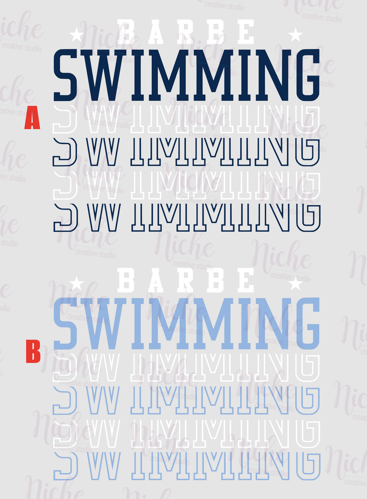 -BAR2028 Barbe Swimming Repeat Decal