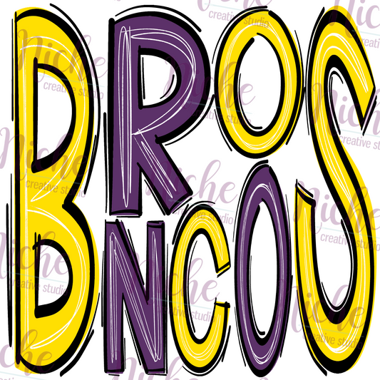 -BRO1934 Broncos Doodle Decal