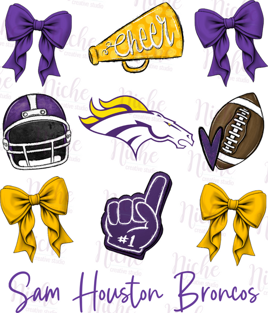 -BRO1964 Football and Bows Decal