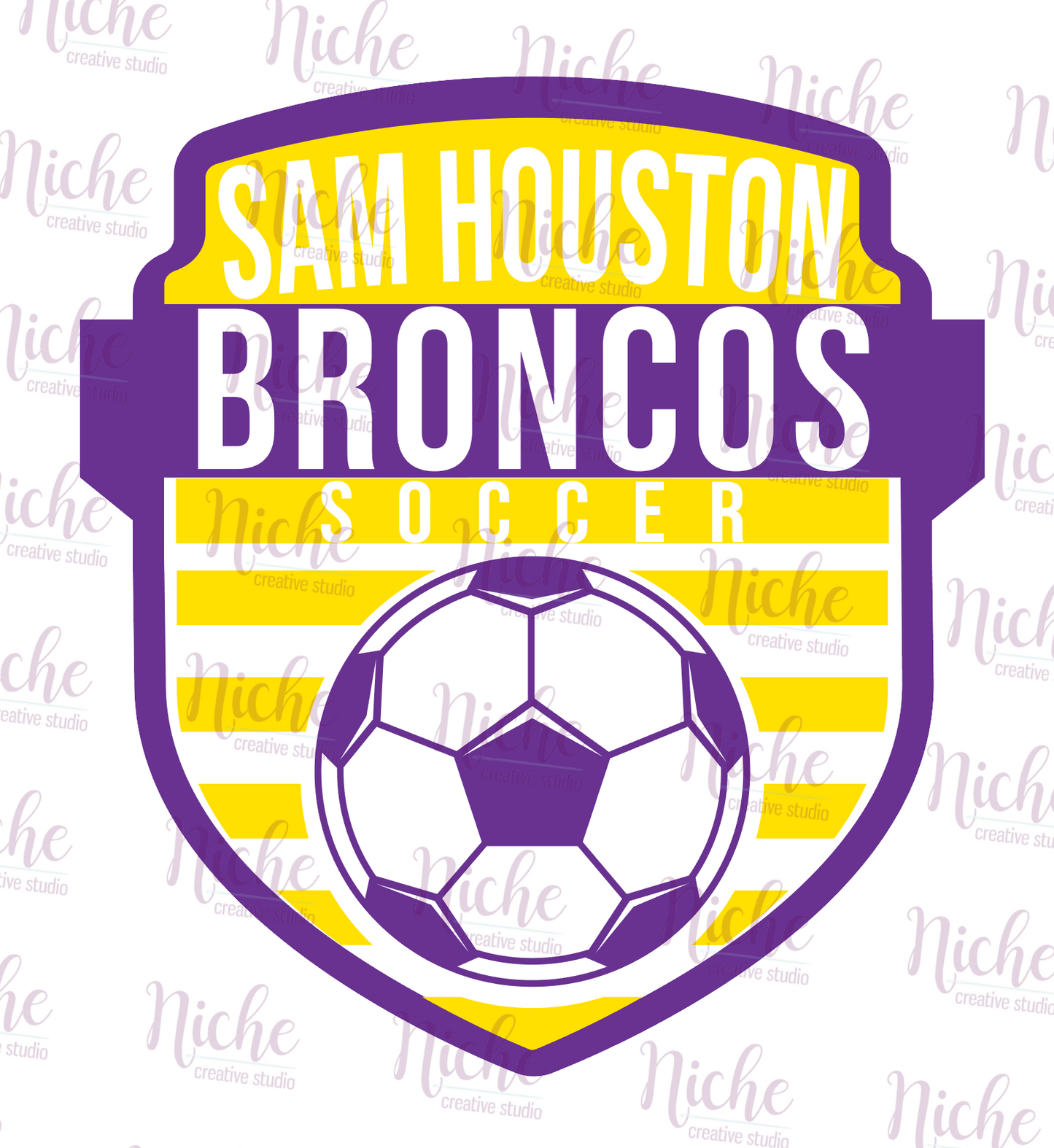 -BRO3112 Sam Houston Broncos Badge Soccer Decal