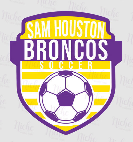 -BRO3112 Sam Houston Broncos Badge Soccer Decal