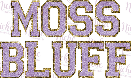 -BRO5190 Moss Bluff Purple Chenille Letters Decal