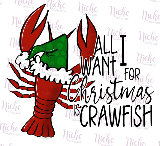 -CHR2937 All I want for Christmas is Crawfish Decal