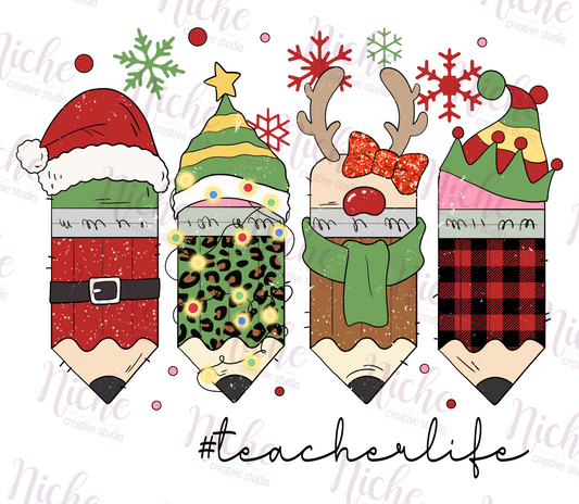 -CHR5459 Christmas Teacher Life Pencil Decal