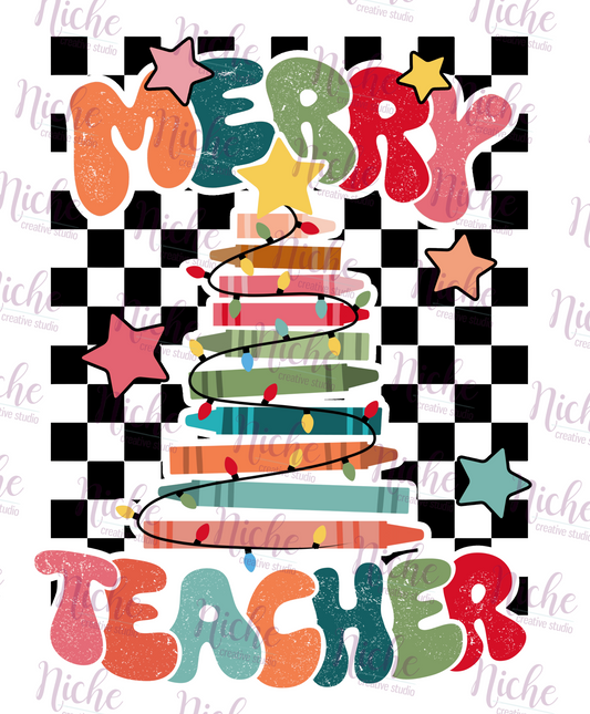 -CHR5460 Christmas Tree Merry Teacher Decal