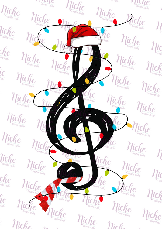 -CHR5478 Music Note with Christmas Lights Decal