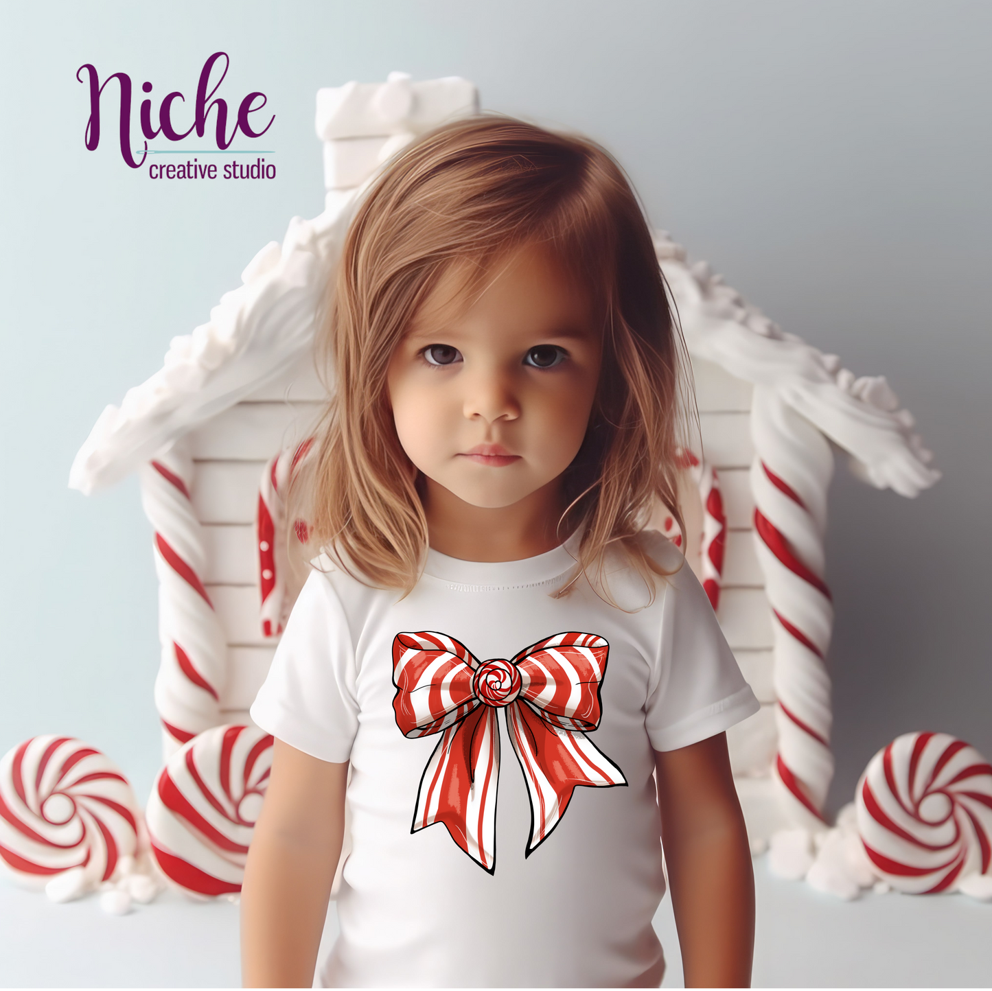 -CHR5603 Candy Cane Bow Decal