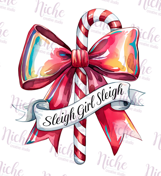 -CHR5620 Sleigh Girl Candy Cane Decal