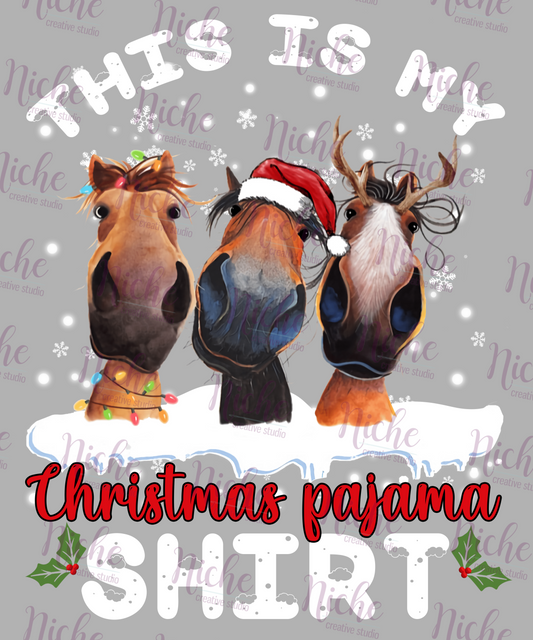 -CHR6023 This Is My Christmas Pajama Shirt Horses Decal