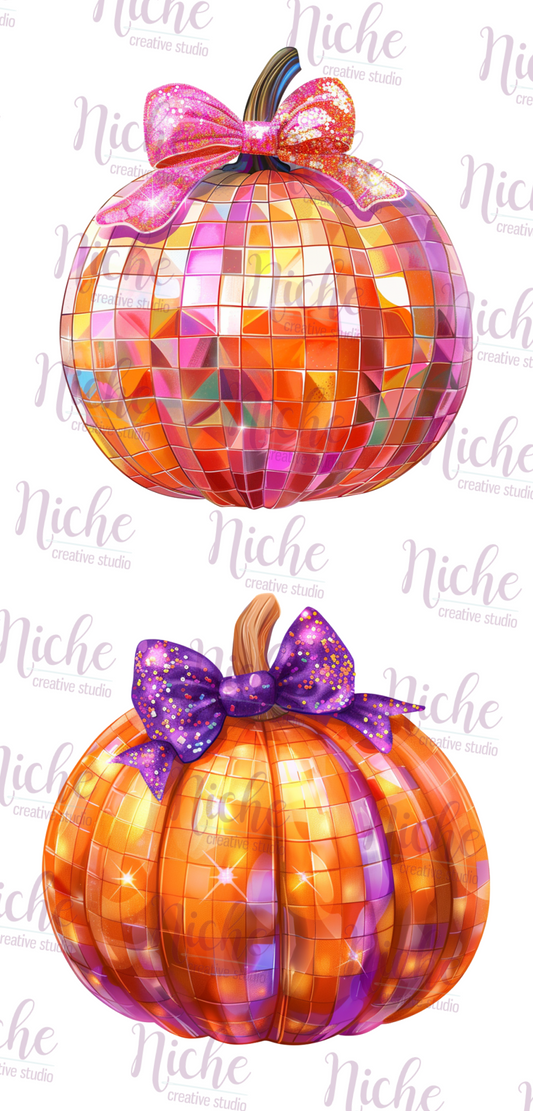 -FAL5248 Disco Pumpkin with Bow Decal