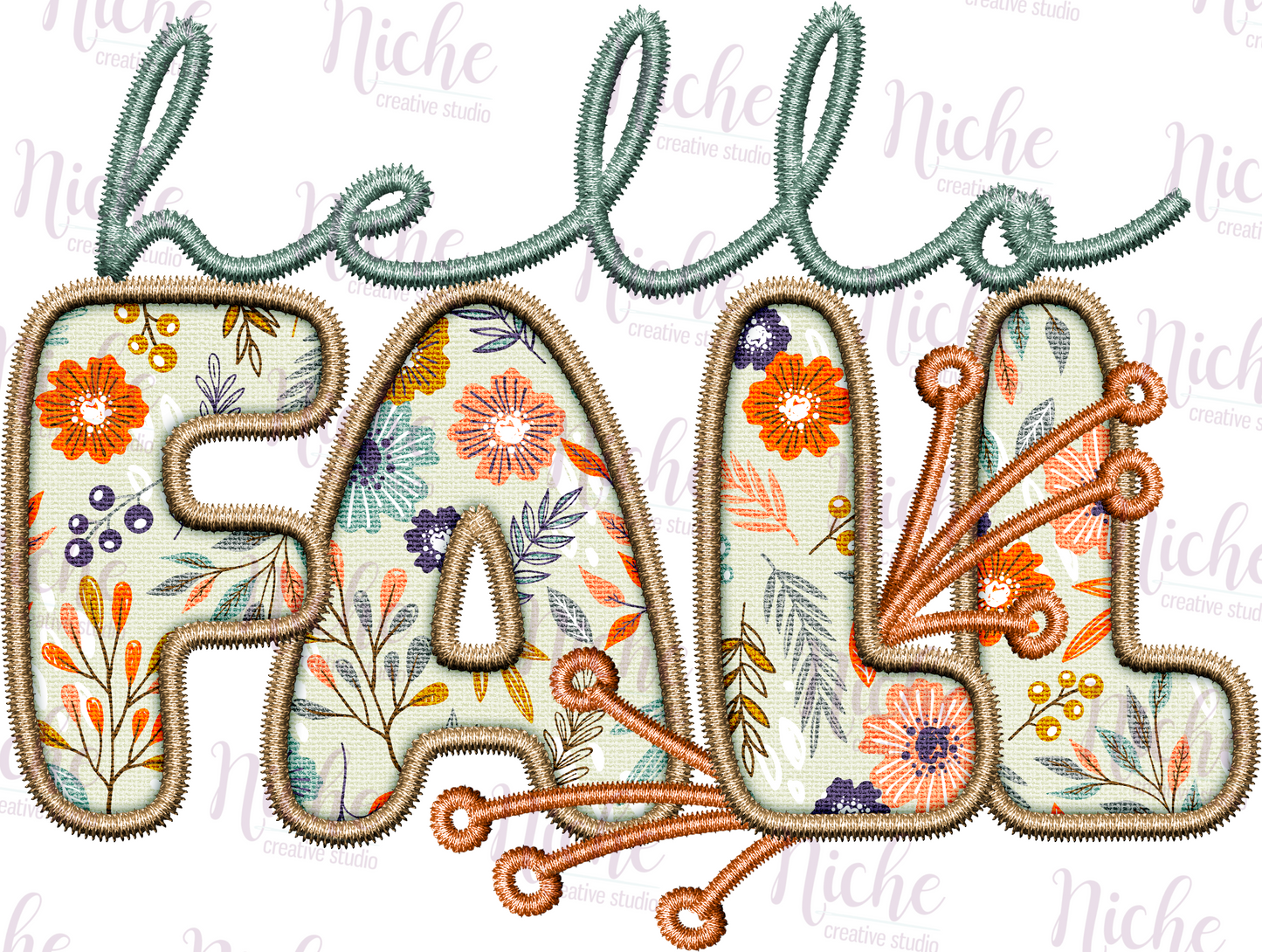 -FAL5475 Hello Fall-Faux Bubble Stitch Decal