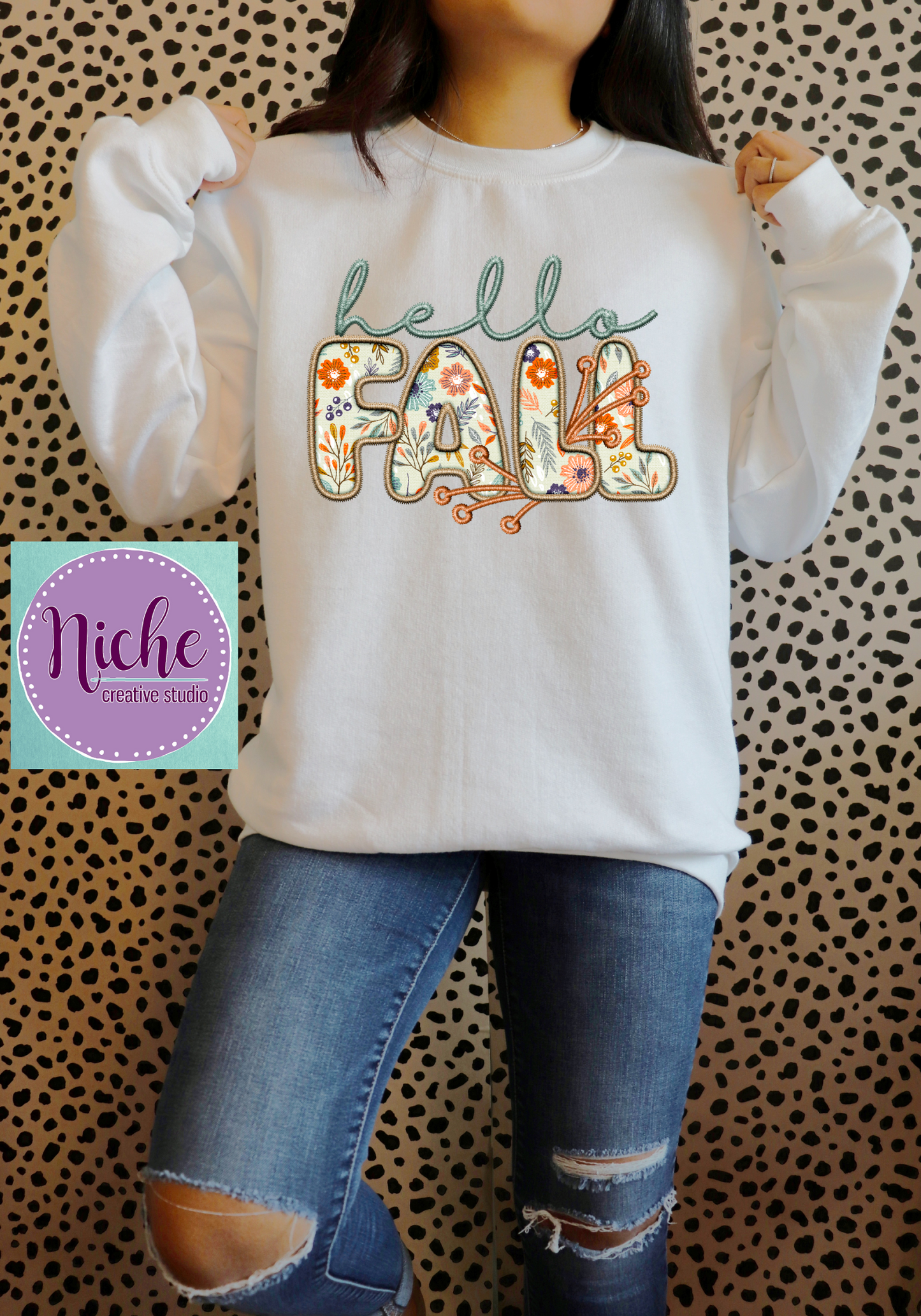 -FAL5475 Hello Fall-Faux Bubble Stitch Decal