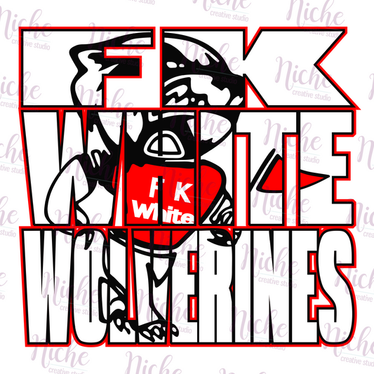 -FKW5104 FK White Wolverines- Knock Out Decal