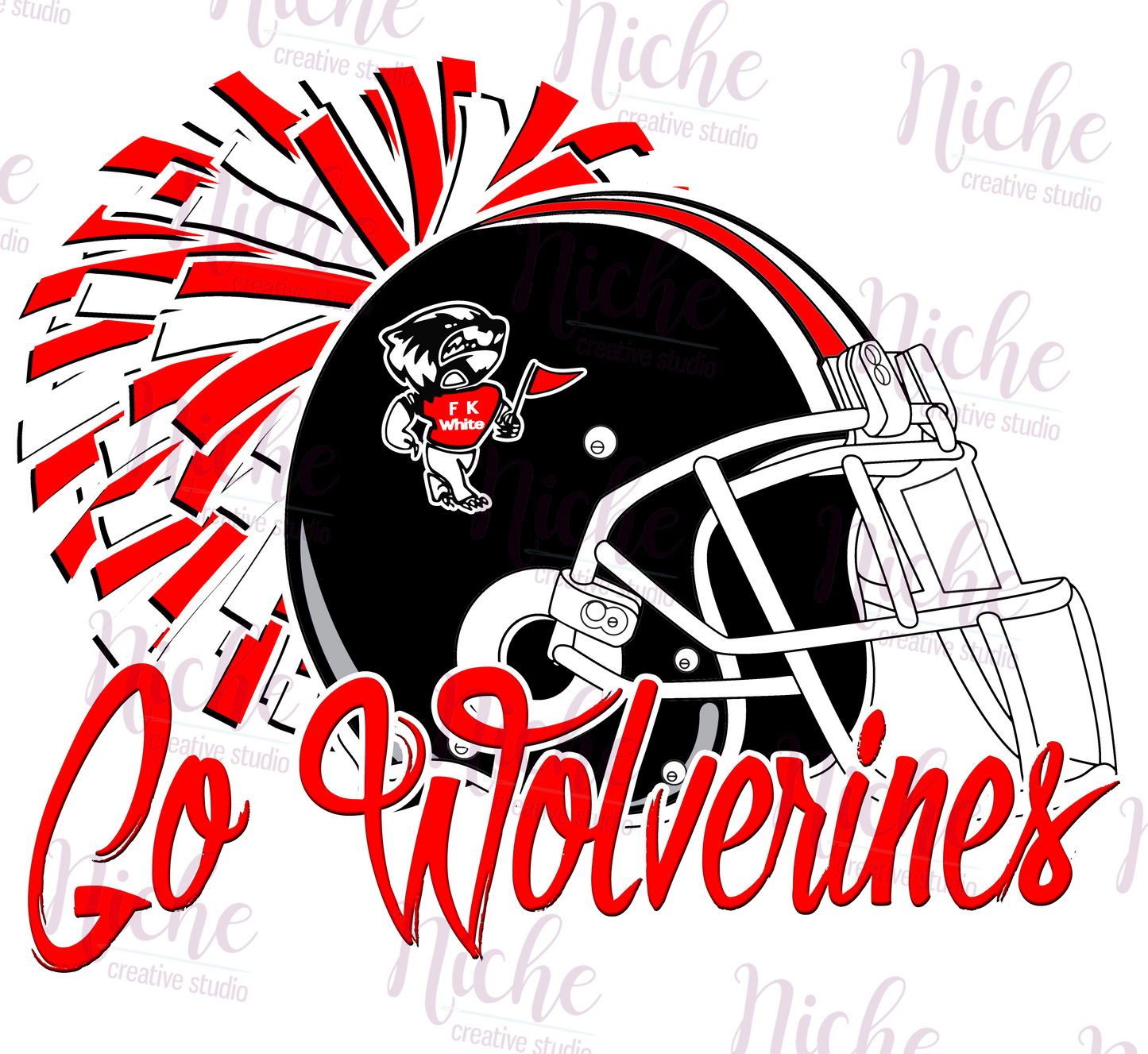 -FKW5105 FK White Wolverines- Go Wolverines Decal