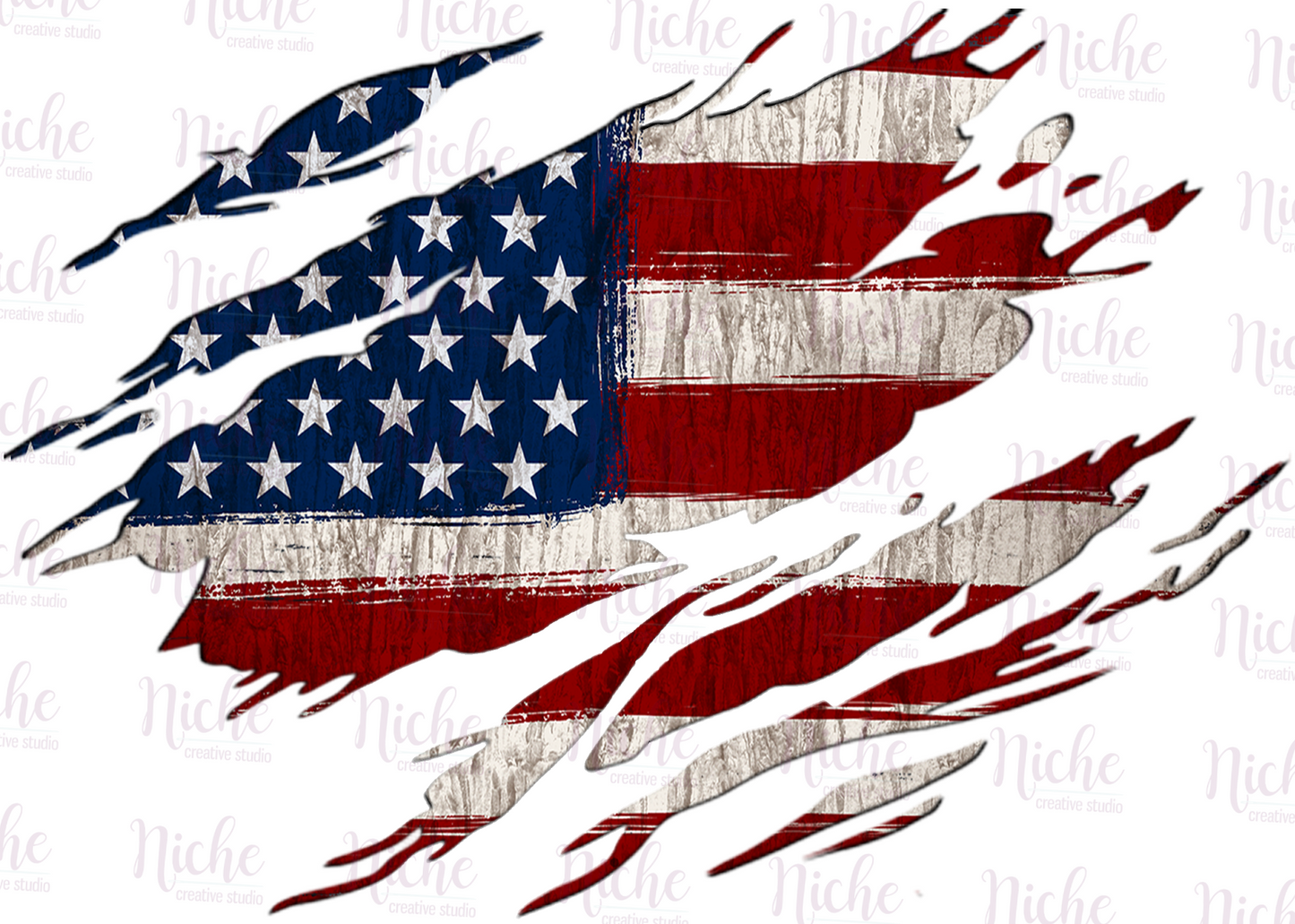 -FOU1896 US Flag Tattered Decal