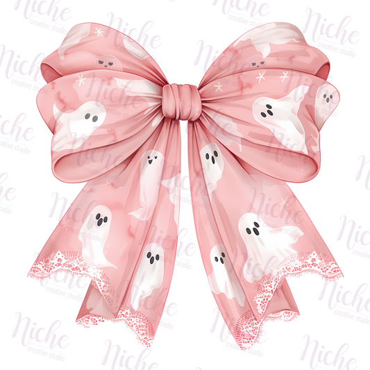 -HAL5176 Pink Cute Ghost Bow Decal