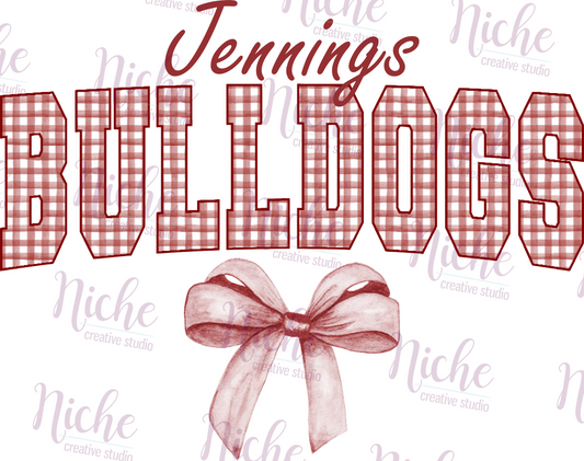 -JEN3043 Jennings Bulldogs Checkered Bow Decal