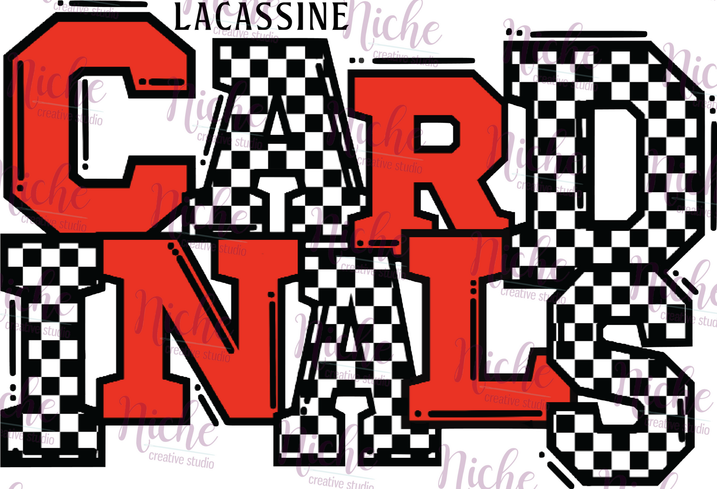 -LAC3090 Lacassine Cardinals Checkered Decal