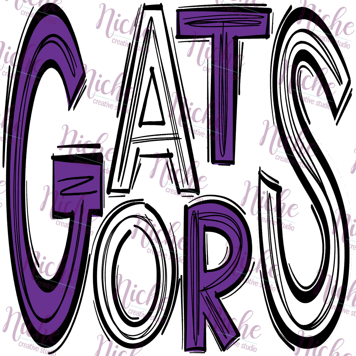 -LAG5108 Gators Purple White- Doodle Decal