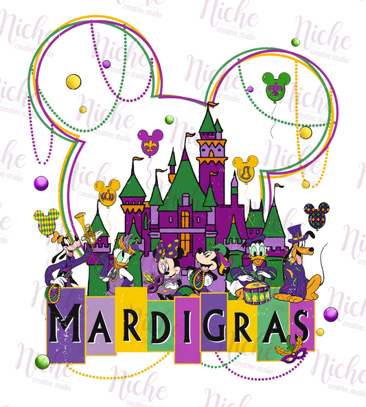 -MAR1610 Mouse Friends Mardi Gras Decal