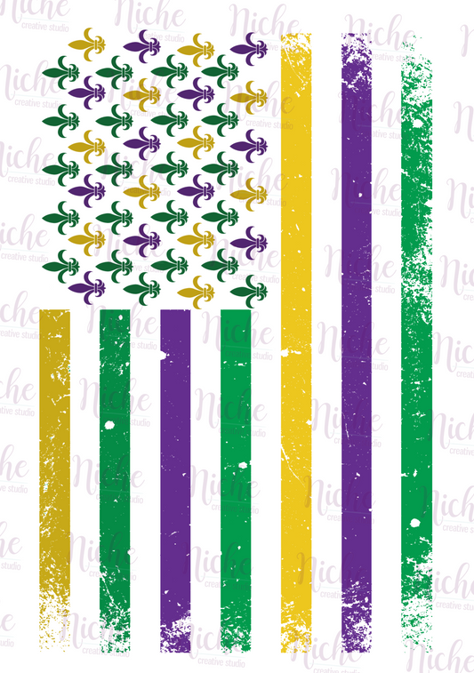 -MAR1613 Mardi Gras Flag Decal