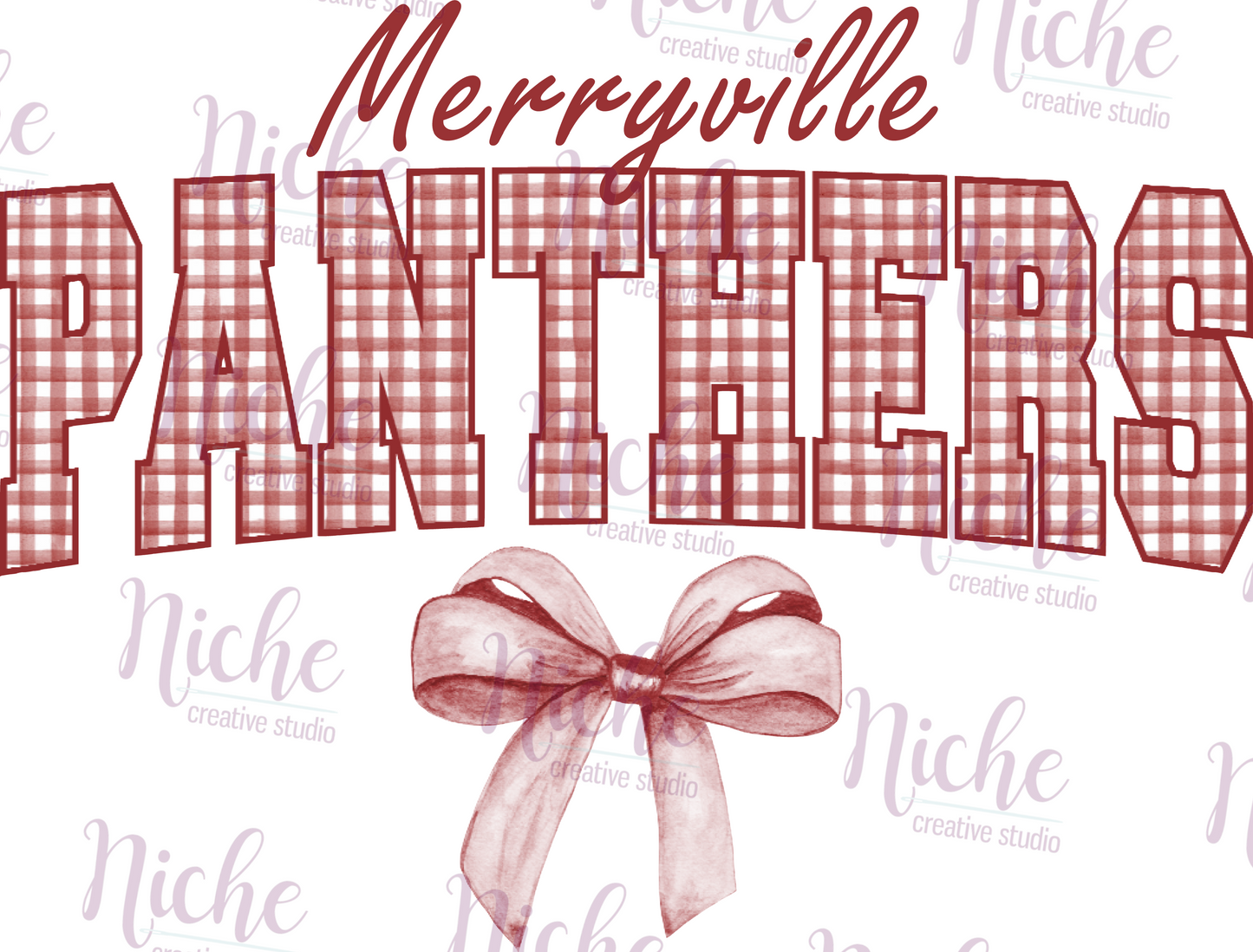 -MER3015 Merryville Panthers Checkered Bow Decal