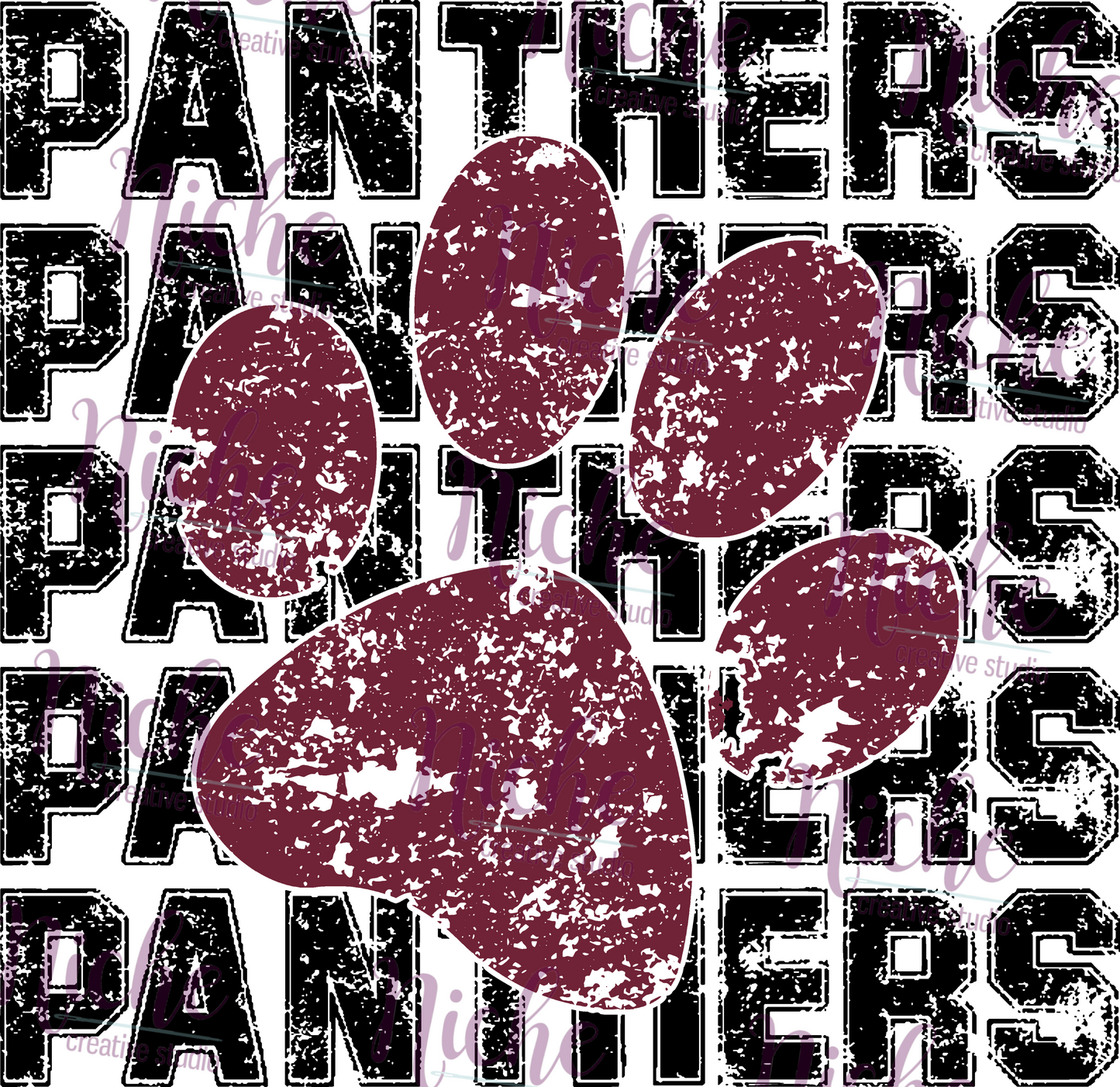 -MER3017 Panthers Distressed Decal