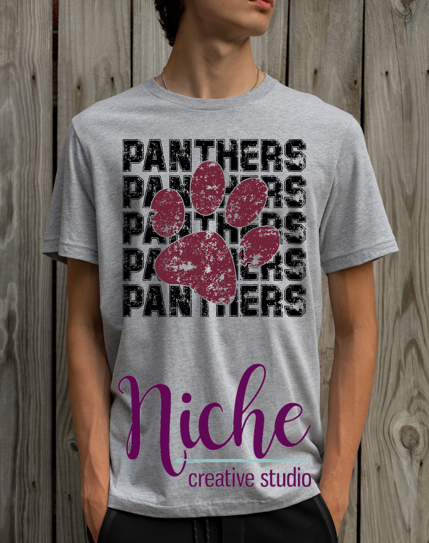 -MER3017 Panthers Distressed Decal