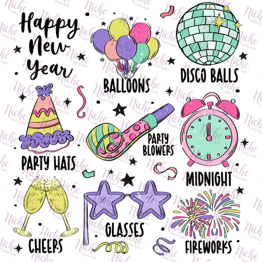 -NEW1152 Happy New Year Decal