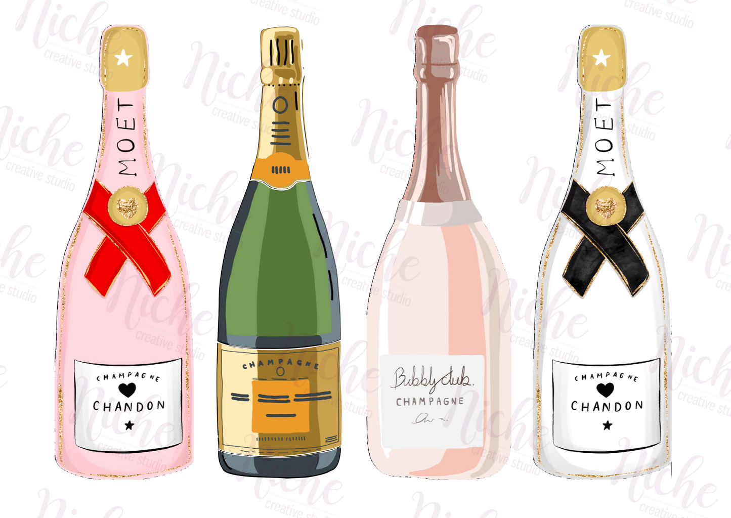 -NEW2920 Champagne Bottles Decal