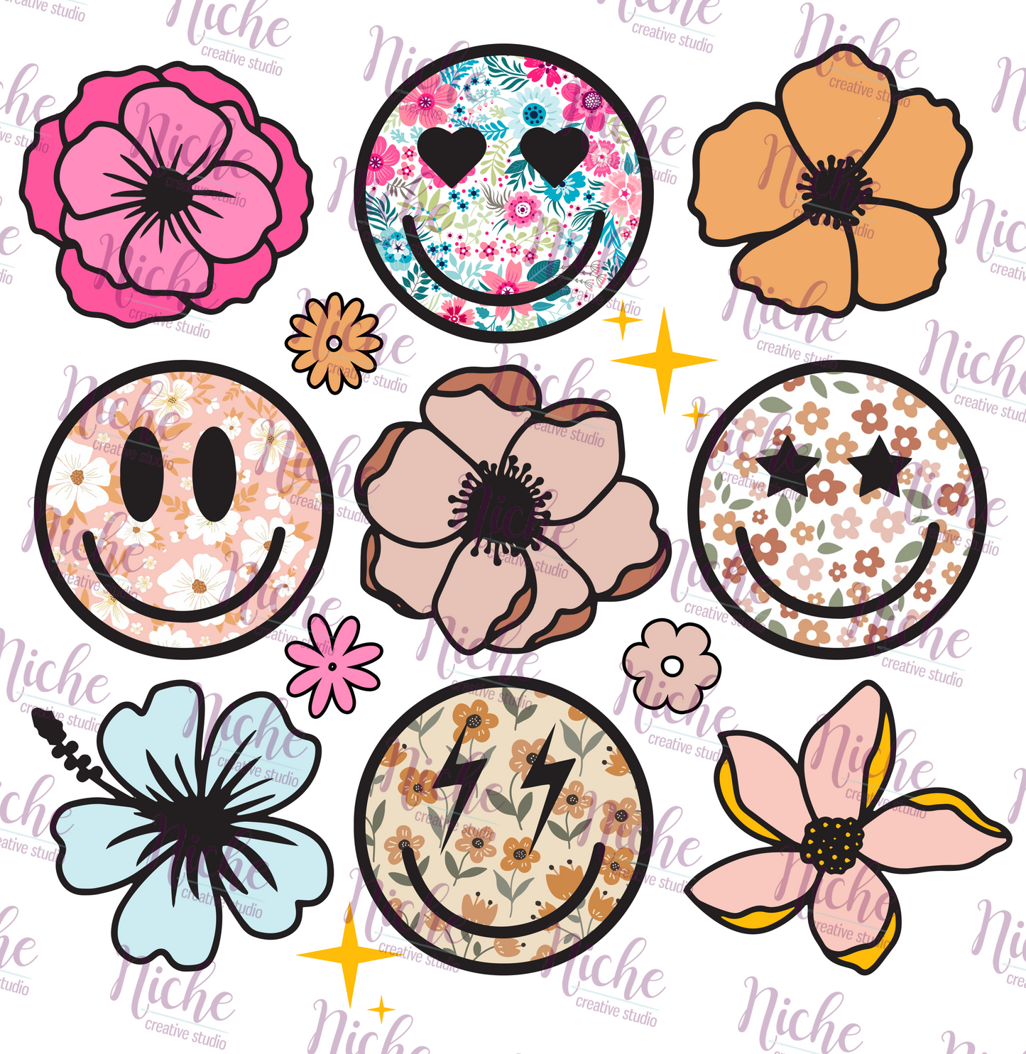 -OTH5230 Smiley Flower Collage Decal