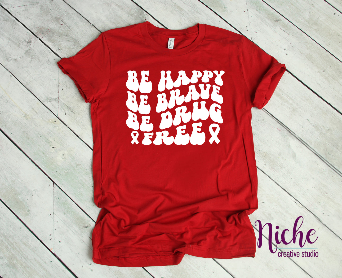 -RED2752 Be Happy be Brave be Drug Free Decal