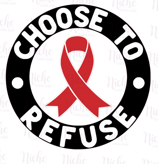 -RED2753 Choose to Refuse Red Ribbon Decal