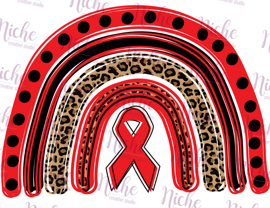 -RED2754 Red Ribbon Rainbow Decal