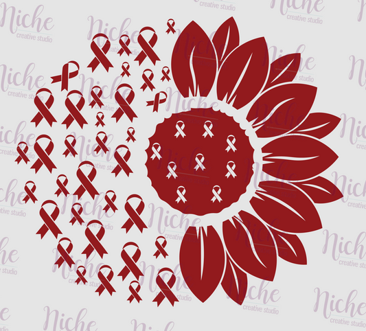 -RED5406 Red Ribbon Sunflower Decal