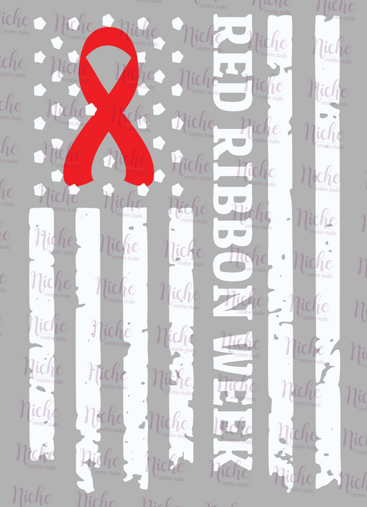 -RED5408 Red Ribbon Flag Decal