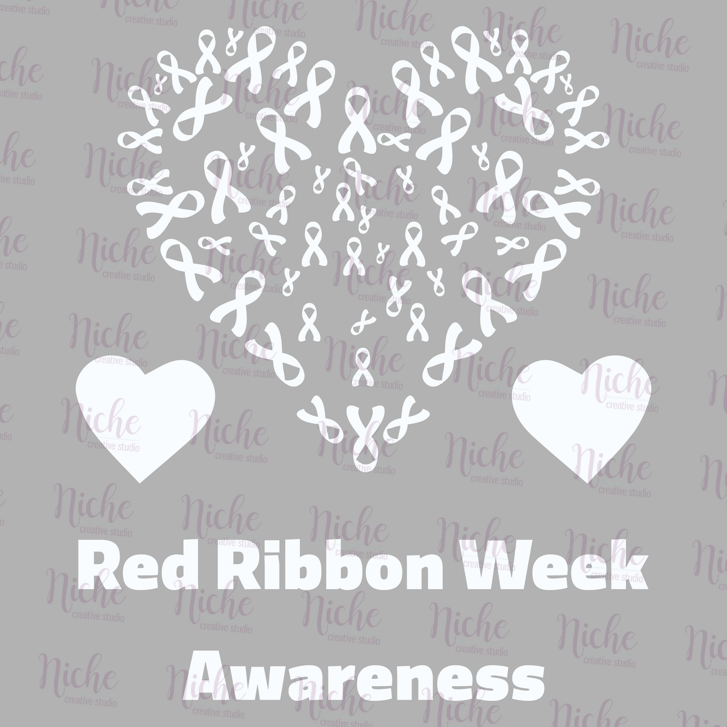 -RED5410 Red Ribbon Heart Decal