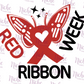 -RED5418 Red Ribbon Butterfly Ribbon Decal