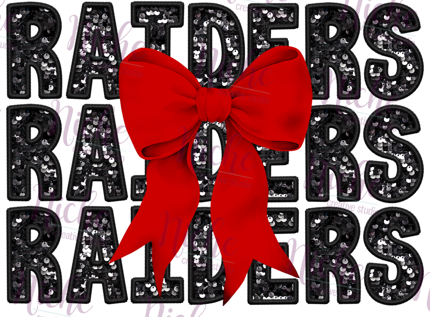 -REE3023 Raiders Sequins Bow Decal