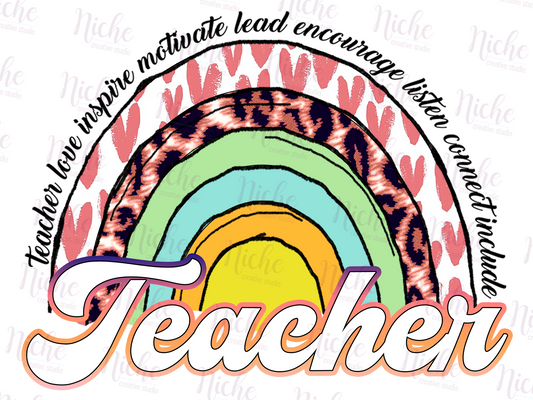 -SCH033 Rainbow Teacher Decal