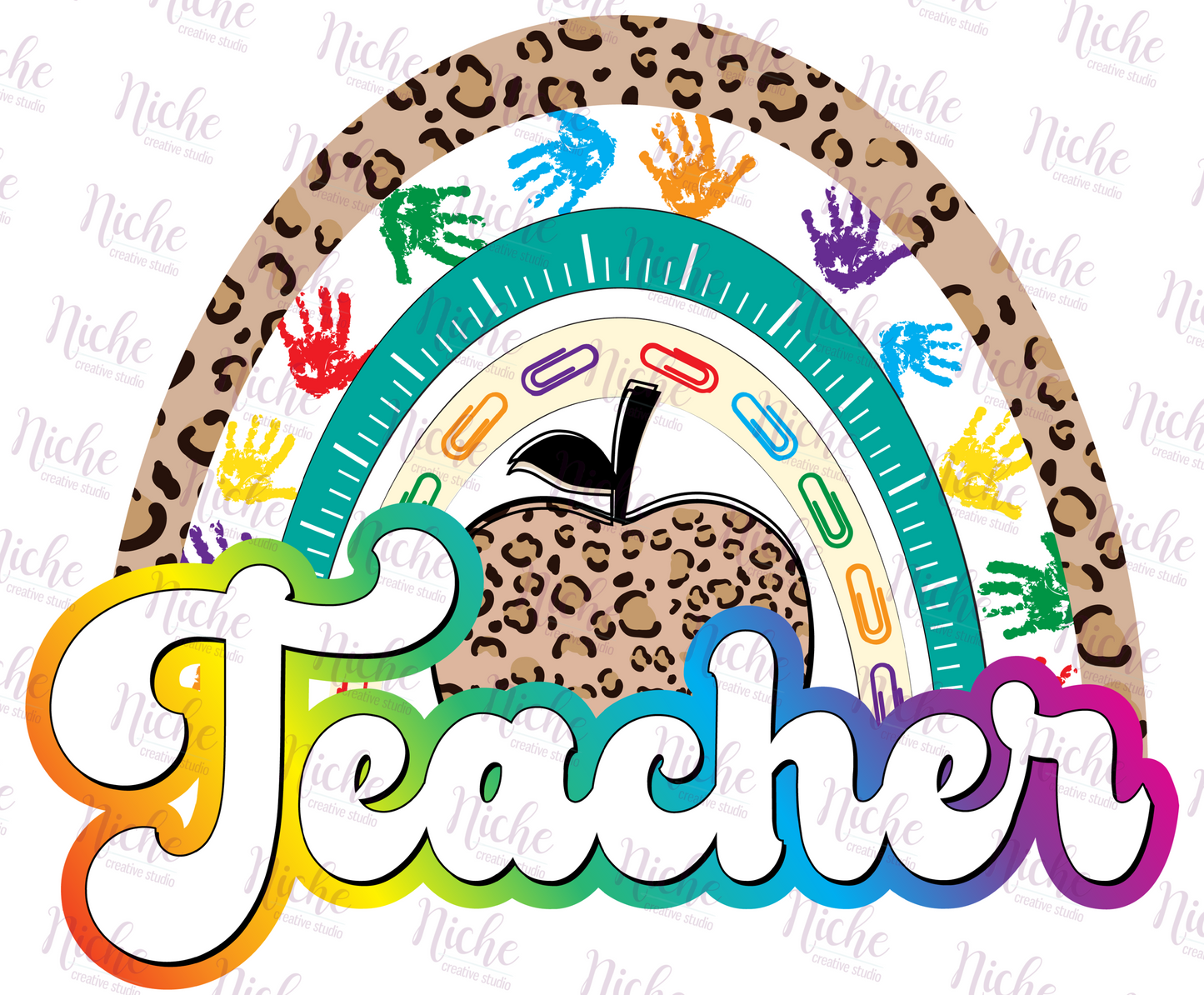 -SCH034 Rainbow Teacher Decal