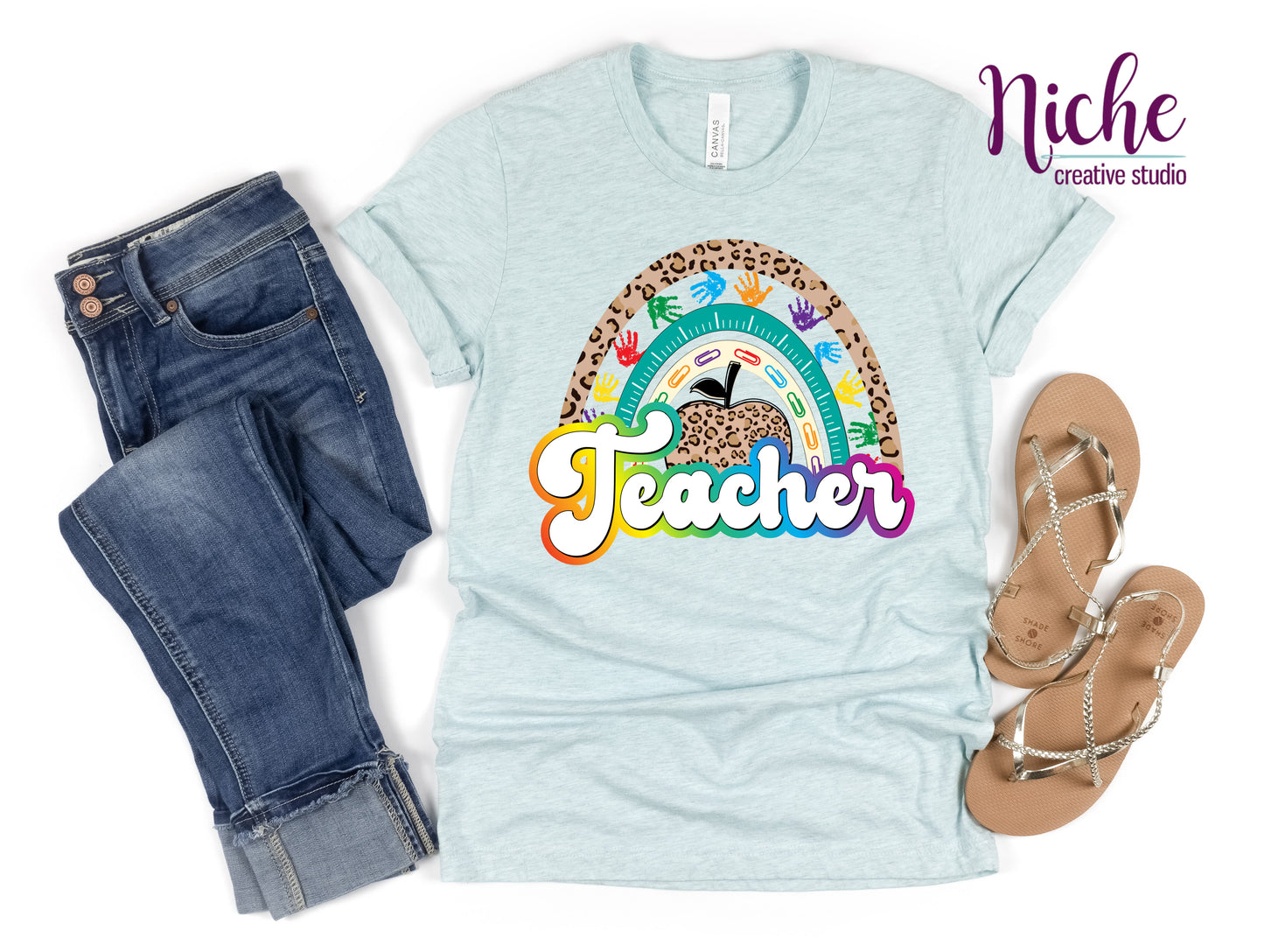 -SCH034 Rainbow Teacher Decal