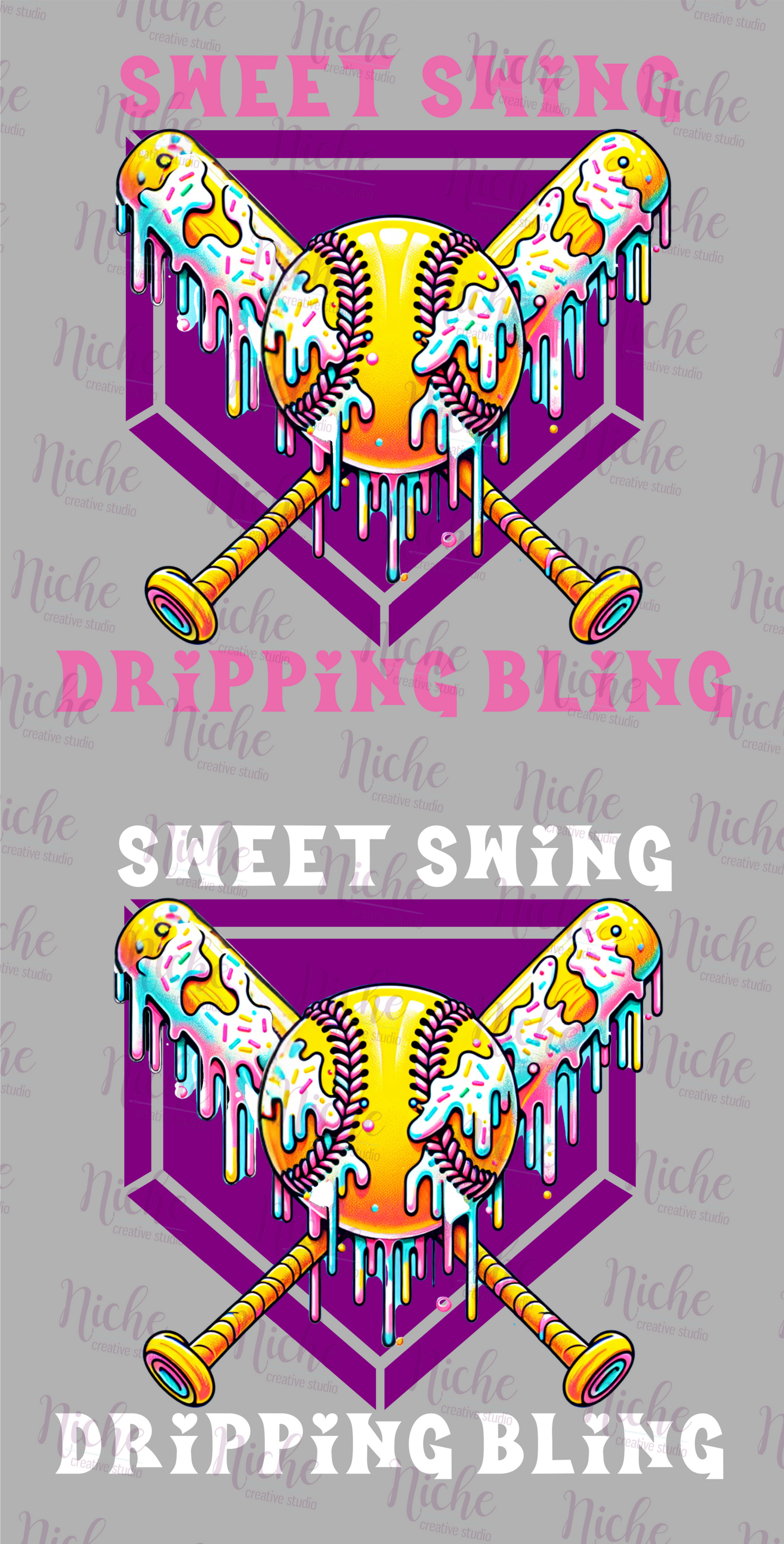 -SPO8002 Sweet Swing Dripping Bling Purple Plate Decal