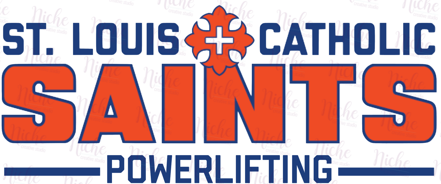 -STL2964 St. Louis Catholic Saints  Powerlifting Decal