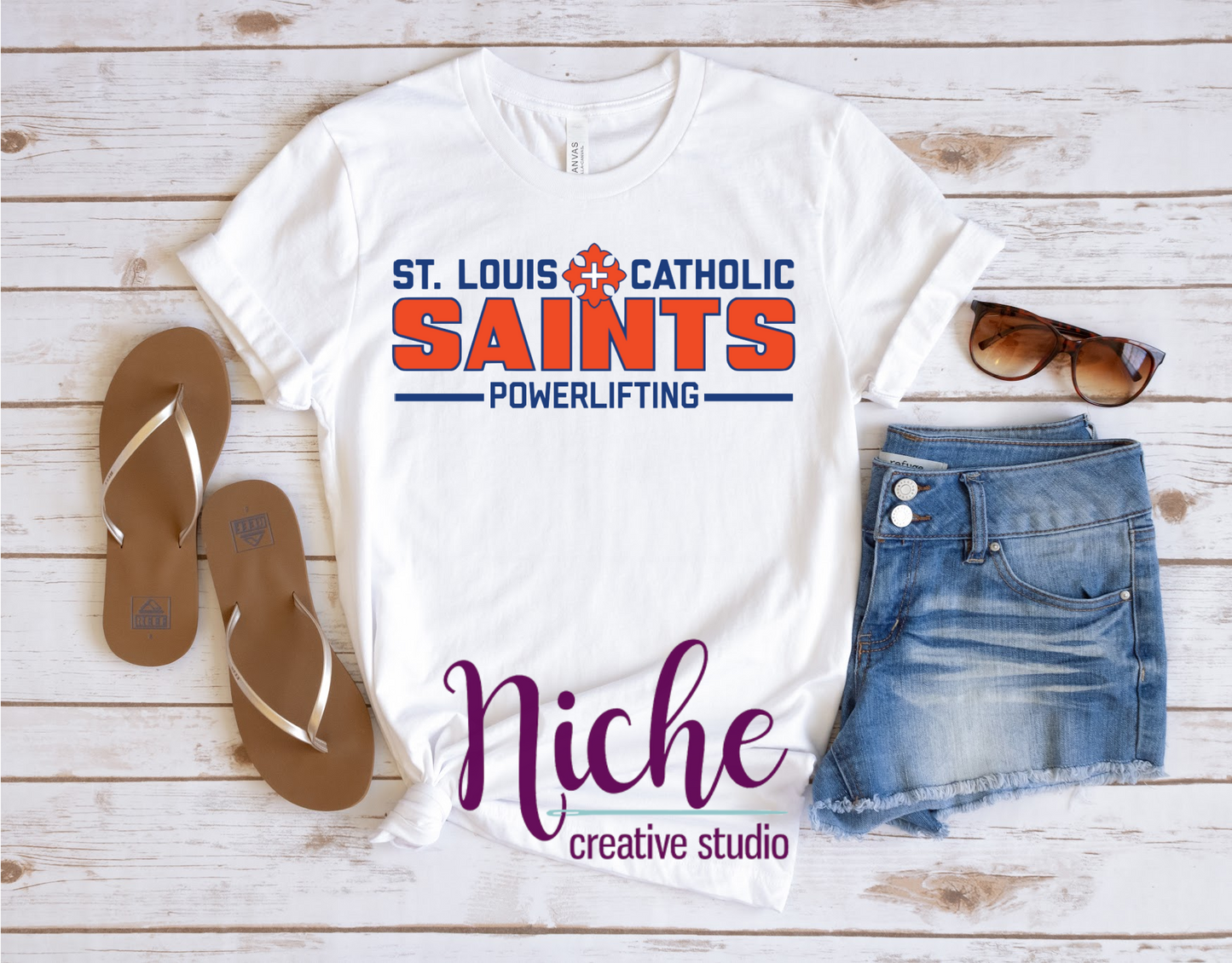 -STL2964 St. Louis Catholic Saints  Powerlifting Decal