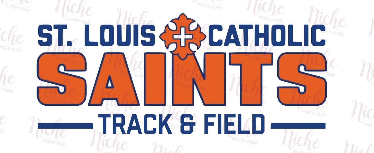 -STL3216 St Louis Catholic Saints Track and Field Decal