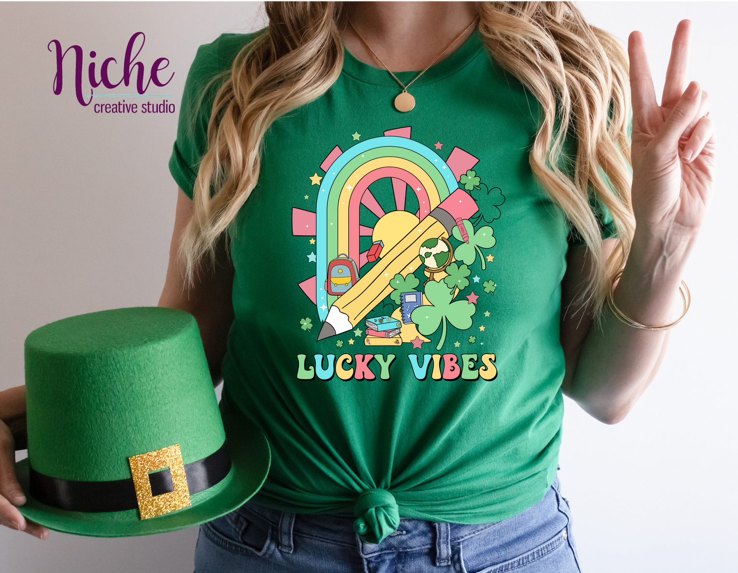 -STP6032 Lucky Vibes Teacher Decal